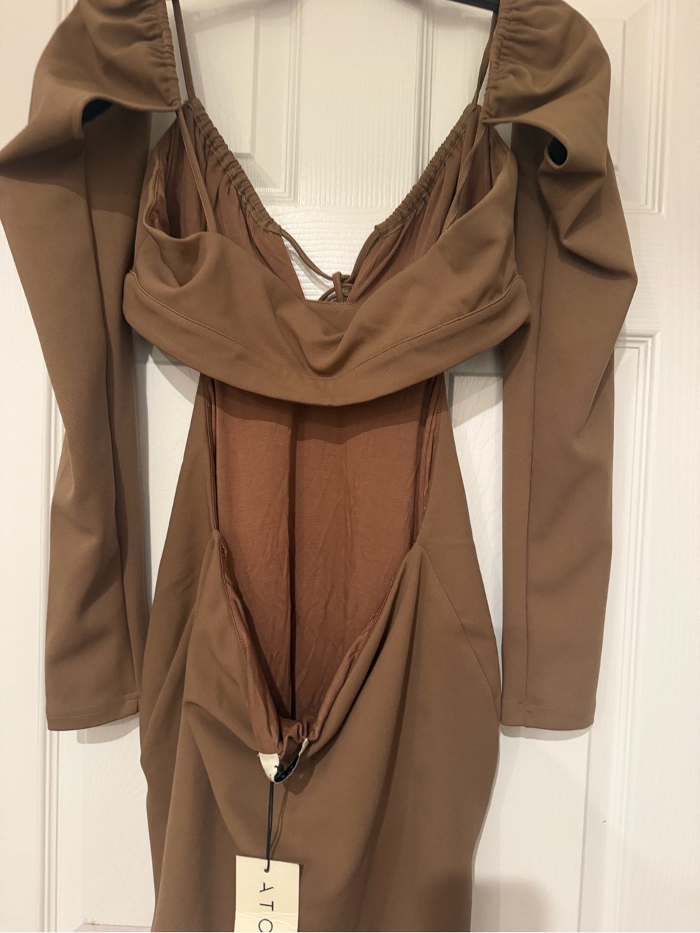 Atoir Taupe  Draped Cutout Dress